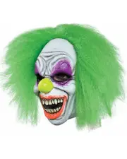 Wild Neon Clown Deluxe Mask with Hair