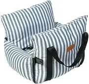 Pet Car Booster Seat Travel Carrier Cage, Pet Dog Car Back Seat-Protector Removable Handheld, Pet Car Seat with Seat Belt Harness Restraint, Blue