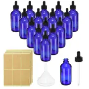 50Pcs 120ml Glass Dropper Bottle Container with Labels Funnel Blue