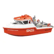 Remote Control Boat for Pool, Remote Control Rescue Boat with Turbine Water Jet/Brushless Power, 2.4Ghz Low-Speed Model Ship for Kids (White Orange)