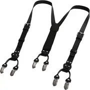 [Moggemol] Mens Leather Suspenders Y-Back Cowhide Suspender Adjustable Braces for Dress Pants