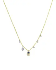 Meira T 14K White & Yellow Gold Blue Sapphire & Diamond Dangle Hamsa Hand Pendant Necklace, 18-20