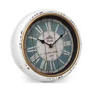 [Vanguard Universal] Hotel Classic Distressed Metal Wall Clock White