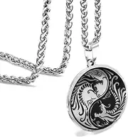 [ZONICTA] Dragon Yin Yang Necklace for Men - Jewelry Stainless Steel Amulet Pendant Necklace with Gift Box