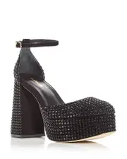 Larroude Women's Ari Embellished High Heel Platform Pumps