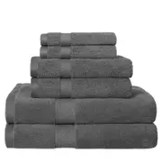 LINENOVA 6 Pack 100% Cotton Soft Face Washer Towel Bath Towels Set - Charcoal