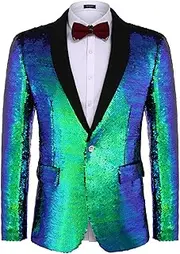 [COOFANDY] Men's Floral Suit Jacket One Button Stylish Jacquard Dinner Jacket Wedding Party Prom Tuxedo Blazer