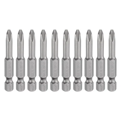 10pcs Magnetic Phillips Screwdriver Bit PH2 1/4" Hex Shank 50mm Long 5mm Rod