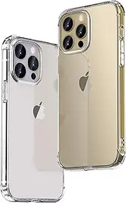 [ONES] iPhone 14 Pro Case Clear『 Military Shockproof Airbags 』『 Speaker Resonance 』〔 Screen Lens Guard 〕〔 Anti-Slip 〕〔 Strap Hole 〕Thin Transparent Impact Absorb Anti-Yellow Silicone Cover