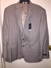 CHAPS Men's Suit Jacket Two-Button TAN PLAID Size 46REG Dress/Casual NEW Tags