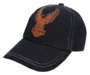 Harley-Davidson Little Boys' Up-Wing Eagle Patch Denim Baseball Cap - Black