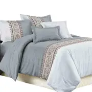 Bohemian Grey Ultra Soft Quilt Doona Duvet Cover Set Single Double Queen Super King