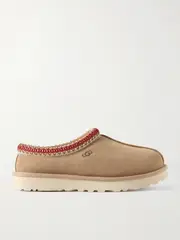 [UGG] UGG - Tasman Wool-blend Fleece-lined Embroidered Suede Slippers - Sand - US7 US 7 Neutrals