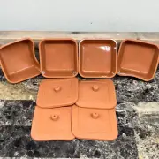 Copper Chef Non Stick Silicone Ramekins Set Of 4 Square W/ Lids NEW