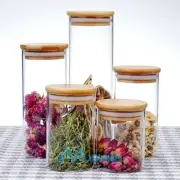 Airtight Glass Food Grains Storage Containers w/Bamboo Lids - 5 Piece Value Pack