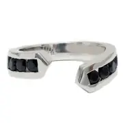 Wedding Band Platinum Ring Split Shank 1.00ct Black Diamond