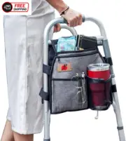 Side Walker(Double Sided) Attachments Bags with Cup Holder for Folding Walker by