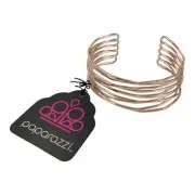 NWT Paparazzi Women's Rose Gold Layered NERVES OF STEEL Bangle Bracelet