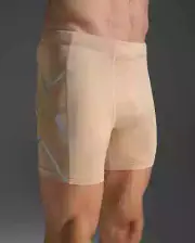 2XU Mens Core Compression 1/2 Shorts - Beige / Silver Medium MA4508b