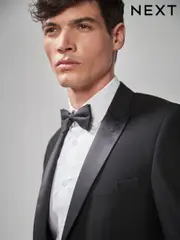 Black Slim Fit Tuxedo Suit Jacket (386463) | $116