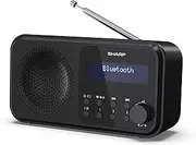 SHARP DR-P420(BK) Tokyo Portable Digital Radio with Bluetooth 5.0, Mono DAB+/FM Audio Player, Compact & Lightweight, USB/Battery Powered, Dual Alarm Clock & 40 Pre-Sets – Midnight Black