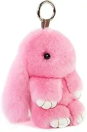 [Letinario] Fluffy Rabbit Keychain Cute Plush Bunny Key Rings Women Bag Pom Pom Lovely Keyring