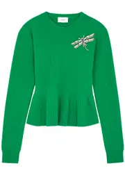Erdem Dragonfly-embellished Wool Jumper - Green - S (UK8-10 / S) S (UK8-10 / S)