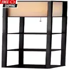 Artiss Floor Lamp, Vintage Wood Led Light Lamps Bookshelf Corner Shelf Standing