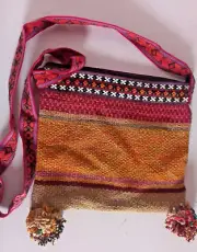 Peruvian chuspa woven in sheep wool Andean community