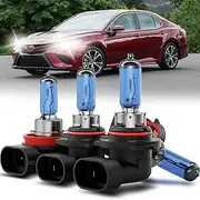 CEXHEHD for 2007-2018 Toyota Camry Halogen Headlights Lights Bulbs Combo, 4pcs Super Bright 5000K White High & Low Beam Headlamps Blubs Package
