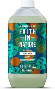Faith In Nature Natural Coconut Hand Wash, Hydrating, Vegan & Cruelty Free, Parabens and SLS Free, 5L Refill Pack