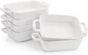 6 Pieces Bakeware Set, White Porcelain Souffle Dishes Creme Brulee Ramekins, 6-1