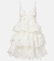 [Zimmermann] Zimmermann Crush tiered linen and silk minidress AU 8 white