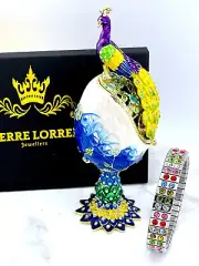Fabergé Antique Imperial Faberge egg Style Austrian Crystal Diamonds Gold decor