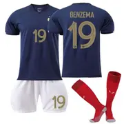 Nevenka France Home Jersey 2022-23 BENZEMA #19 Soccer Jersey Kids Adult 3-Pieces Jersey Kits 16