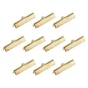 80Pcs Ribbon Crimp Clamp Ends 30mm Cord End Clasp for DIY Craft Light Golden