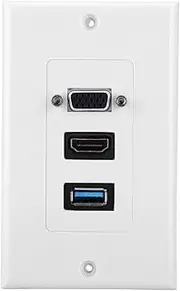 VGA USB3.0 Wall Assembly Panel Adapter, Resistant and Easy Connection for Home Office Engineering, ABS Material