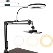 Overhead Camera Mount with Ring Light, 6‘’ Overhead Phone Mount Compatible with