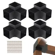 Pergola Bracket Kit 152x152mm, 4pcs 3-Way Heavy Duty Corner Bracket Woodworks DIY Post Base Kit, Easy Installation Wooden Beams for Gazebos, Patio Pergolas, Log Cabin Outdoor Pergola