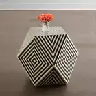 Star Hexagon Bone Inlay Coffee Table And Solid Wood Side Table Black & White.