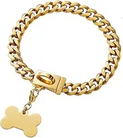 Yowity Gold Dog Chain Collar,18K Gold Plated Stainless Steel Cuban Link Chain Necklace Collar for Medium Large Dogs(Length - 20'')