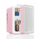 Skincare Fridge With Dimmable LED Light Mirror, 4L Makeup Mini Fridge for Bed...