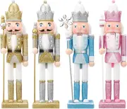 4 Pcs 12 Inch Nutcracker Christmas Decorations Pink Blue Christmas Decor Pastel