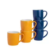 Argon Tableware Tea Coffee Ceramic Contemporary Coloured Mugs - 340ml - Yellow & Navy - Set Of 6
