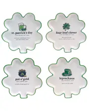 Certified International Set of 4 St. Patrick's Day Shamrock-Shaped Tidbit Plates