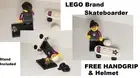 LEGO Girl Skateboarder Pink White Hearts SKULL Black Hair Highlights FREE Trick