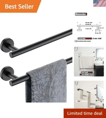 Black Bath Towel Bar, 30 Inch 304 Stainless Steel Thicken 0.8mm Towel Rack Ba...