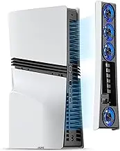 JUSPRO Cooling Fan for PS5 Pro, Quiet Enhanced 4 Cooler Fan with Adjustable Speed, Auto Power On/Off, Cooling Accessories with USB 3.0 Port and LED Light for PlayStation 5 Pro