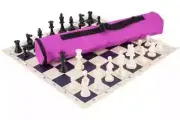 Quiver Chess Set Combination - Triple Weighted - Neon Purple Bag / Purple Board