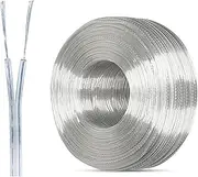 2 Core Transparent Cable PVC Electronic Wire Tinned Copper Core Parallel Wire 18~28 AWG UL Certified Transparent Parallel Wire for Car Harness Charging Data Cable(60FT,18AWG-2C)
